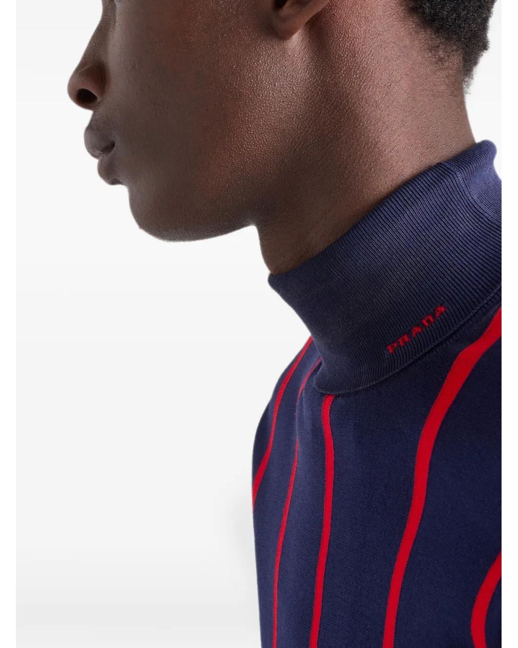 Pull Rayé Intarsia Prada pour homme en coloris Blue