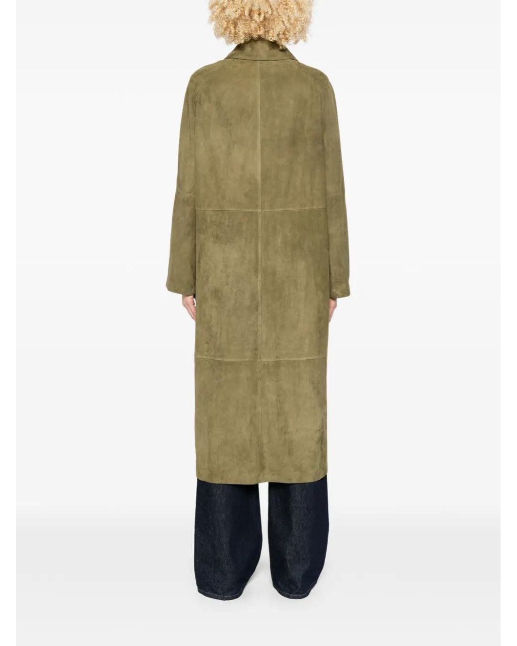 Arma Green Judy Button Suede Coat