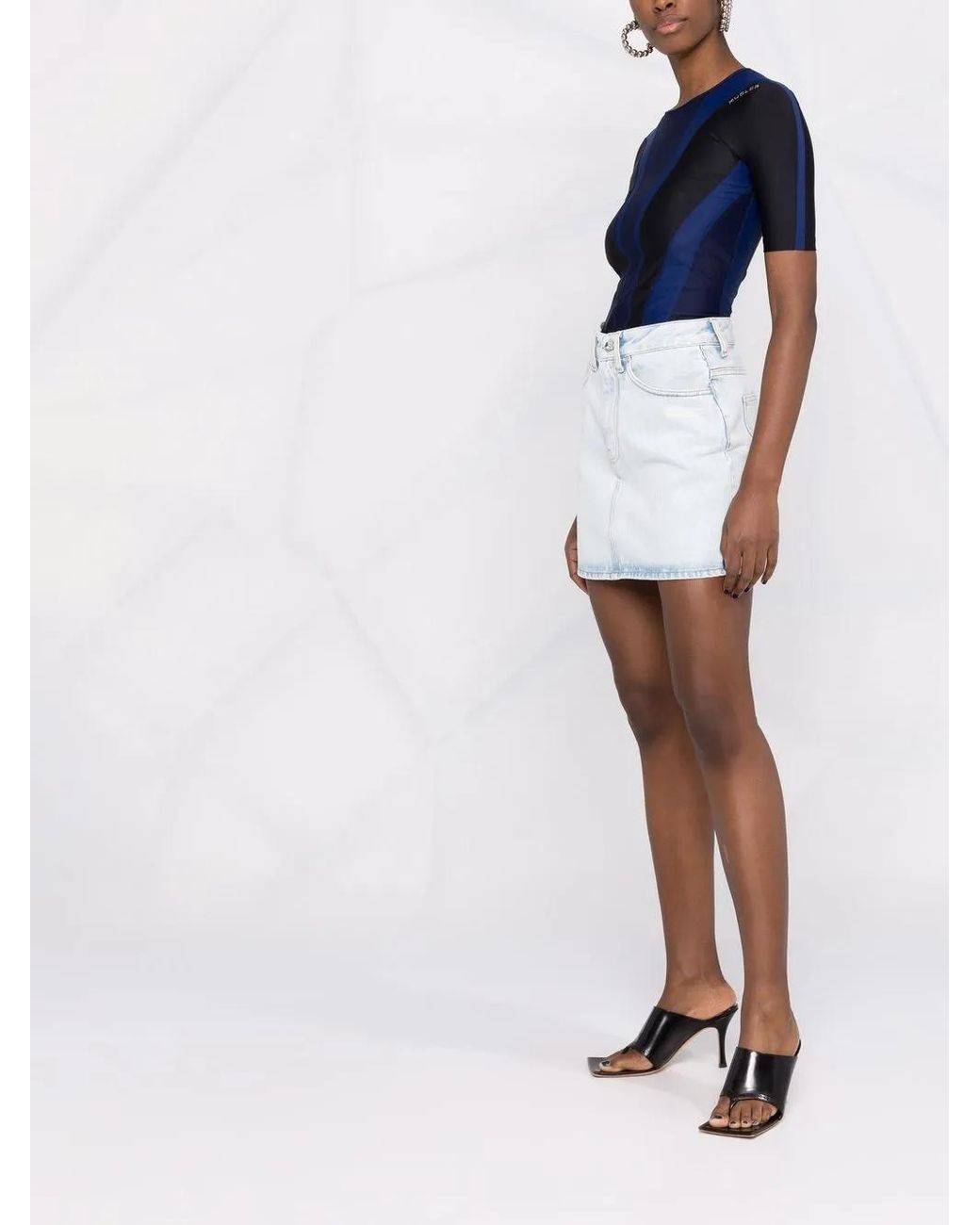 Off-White c/o Virgil Abloh White Logo-Print Denim Skirt