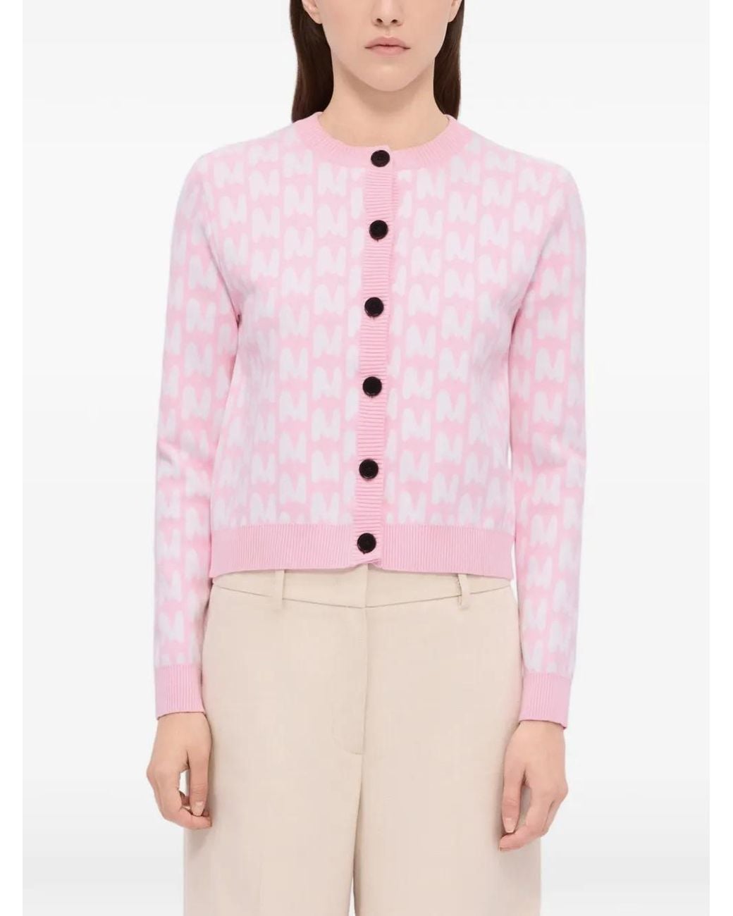 MSGM Pink Button Pattern Cardigan