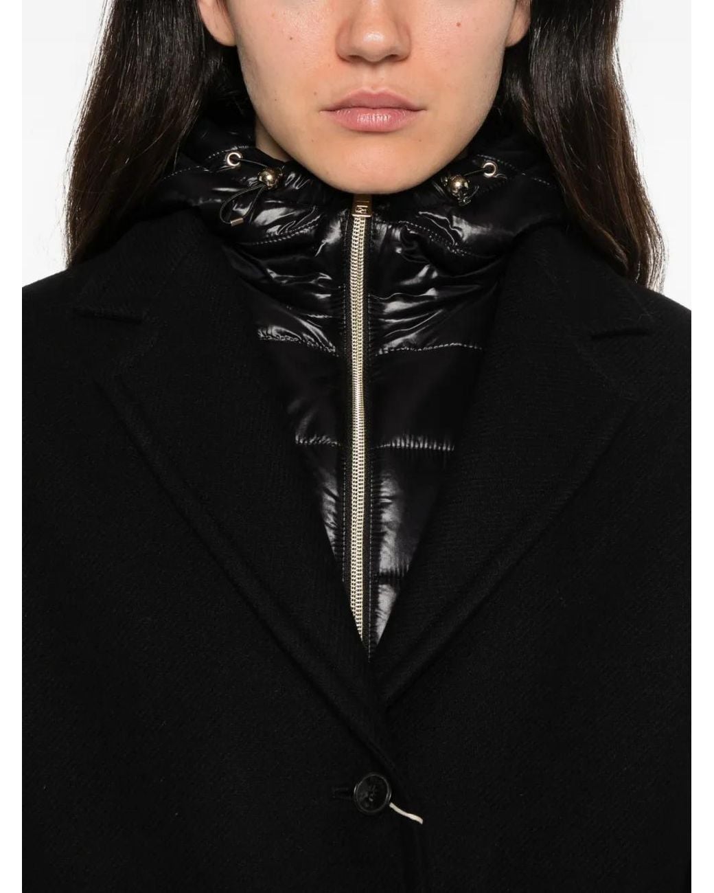Herno Black Hooded Button-Up Jacket