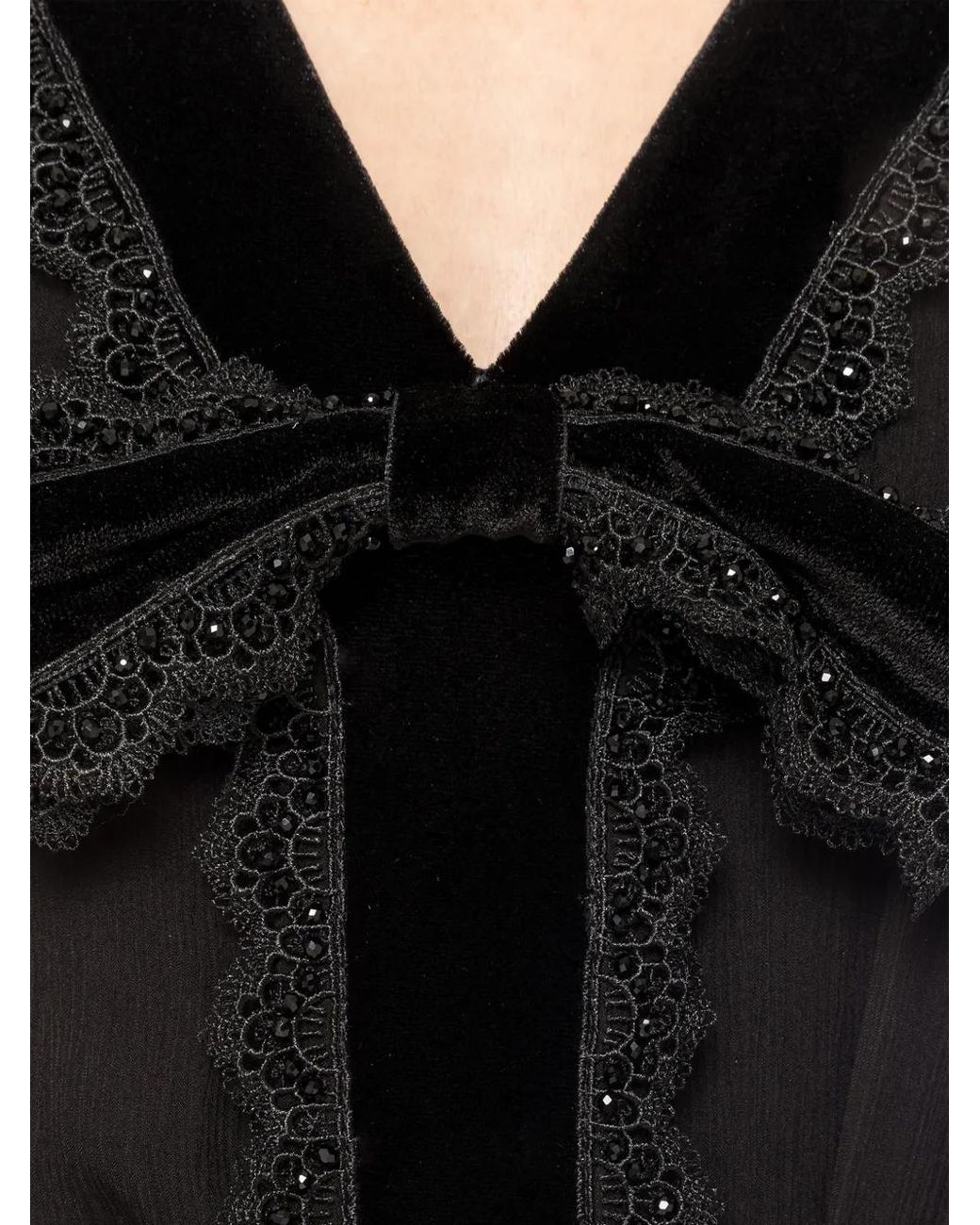 Nissa Black Velvet Bow Midi Dress