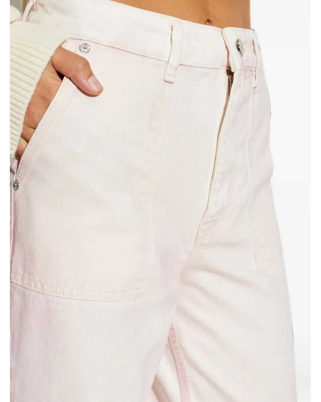 Ganni White Pantalon À Poches Cargo