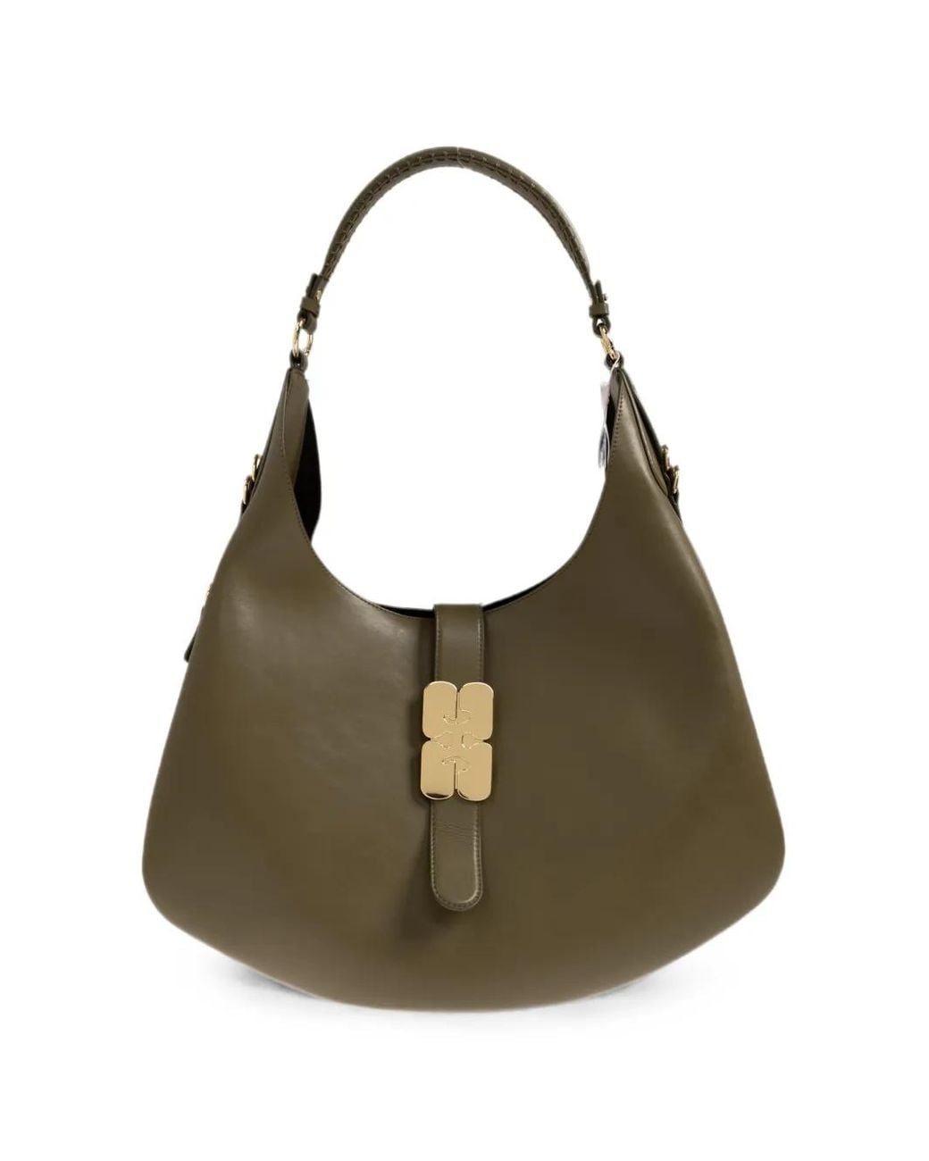 Ganni Green Butterfly-Plaque Shoulder Bag