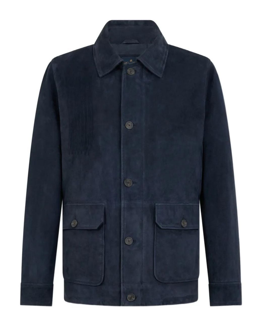 Brooks Brothers Blue Button-Fastening Suede Overshirt Jacket for men