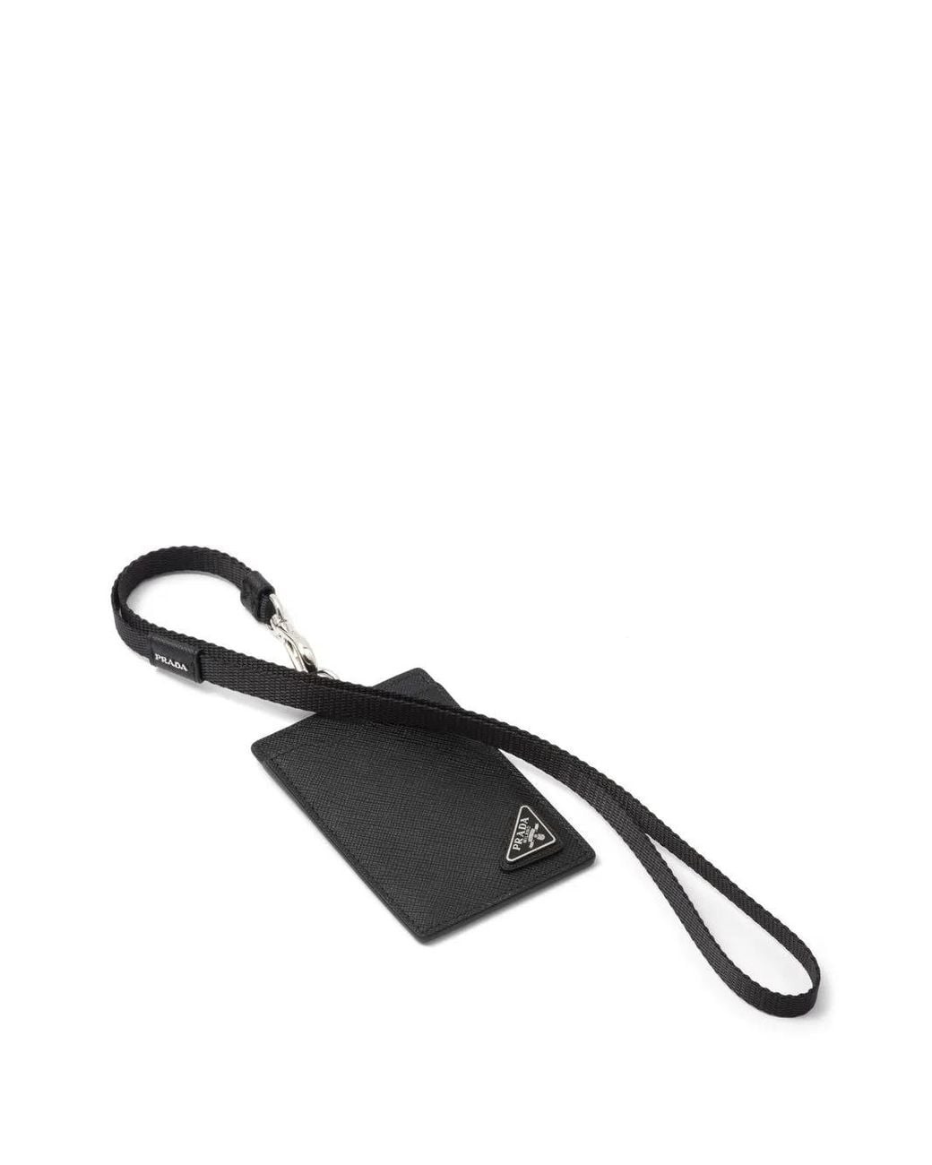 Prada Black Saffiano Leather Badge Holder for men