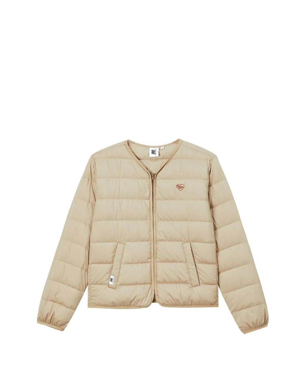 Chocoolate Natural Quilted Logo-Embroidered Jacket