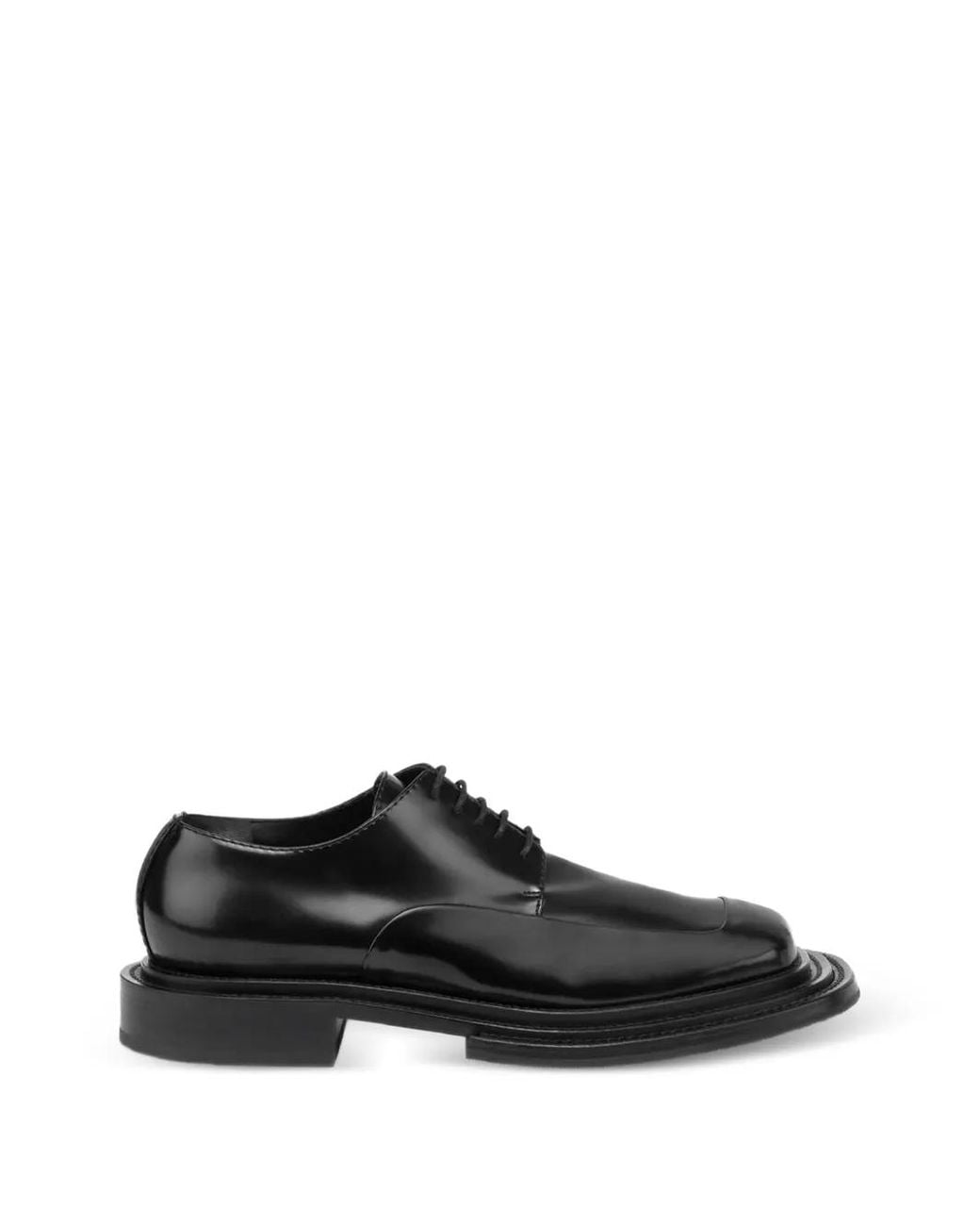 Moschino Black Square-Toe Leather Derby Shoes for men