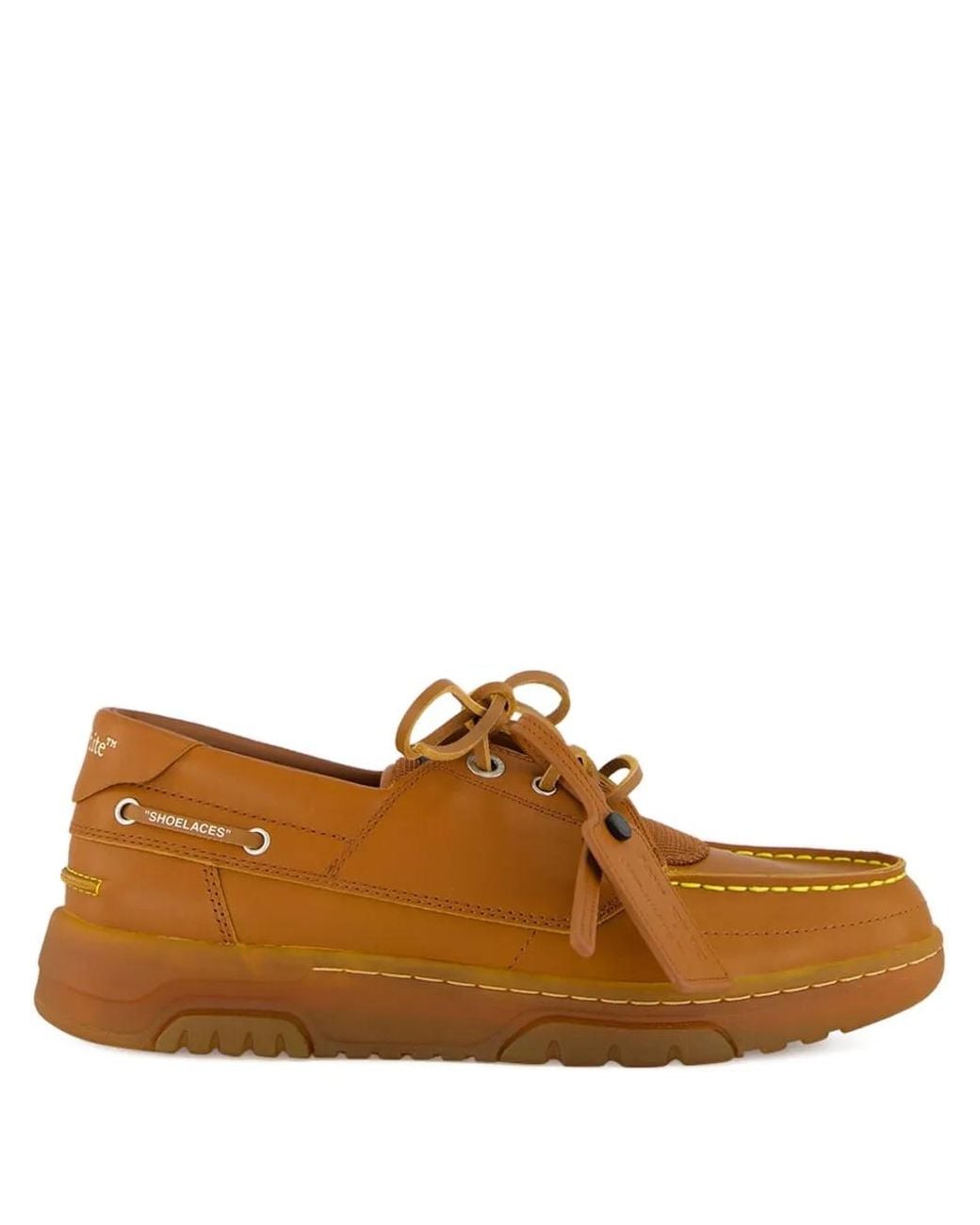 Off-White c/o Virgil Abloh Brown Leather Boat Shoes for men