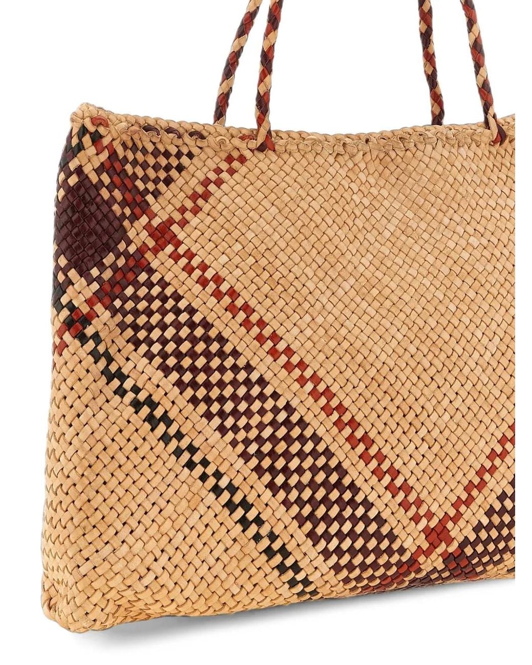 Dragon Diffusion Brown Check-Pattern Tote Bag