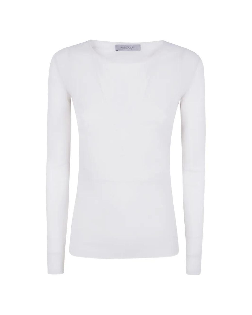 D.exterior White T-Shirt À Manches Longues
