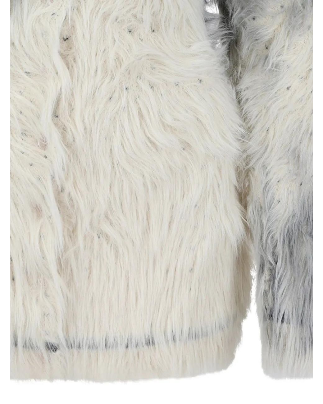 Maison Margiela Gray Leopard-Pattern Faux-Fur Cardigan