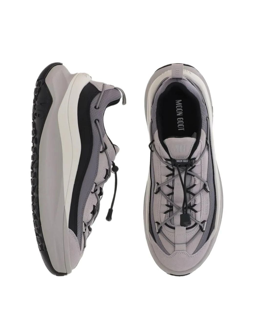 Moon Boot White Moon247 Xlace Leather-Trim Panelled Sneakers for men