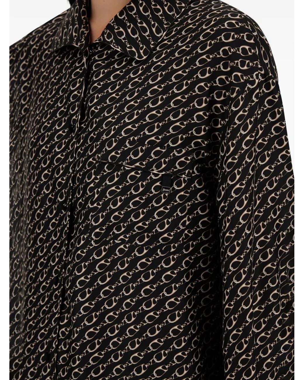 Herno Black Graphic-Print Silk Shirt