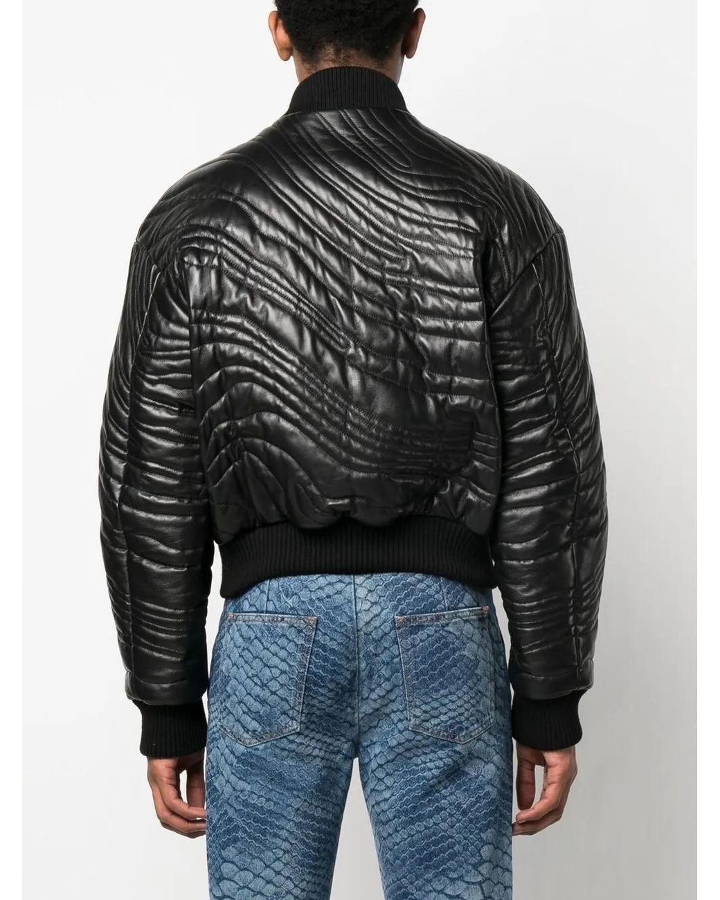 Roberto Cavalli Leren Bomberjack in het Black voor heren