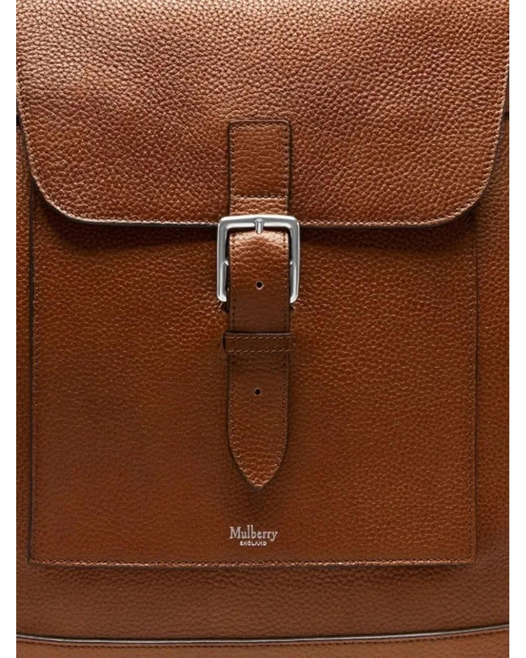 Mulberry Brown Chiltren Buckle-Fastening Leather Backpack for men