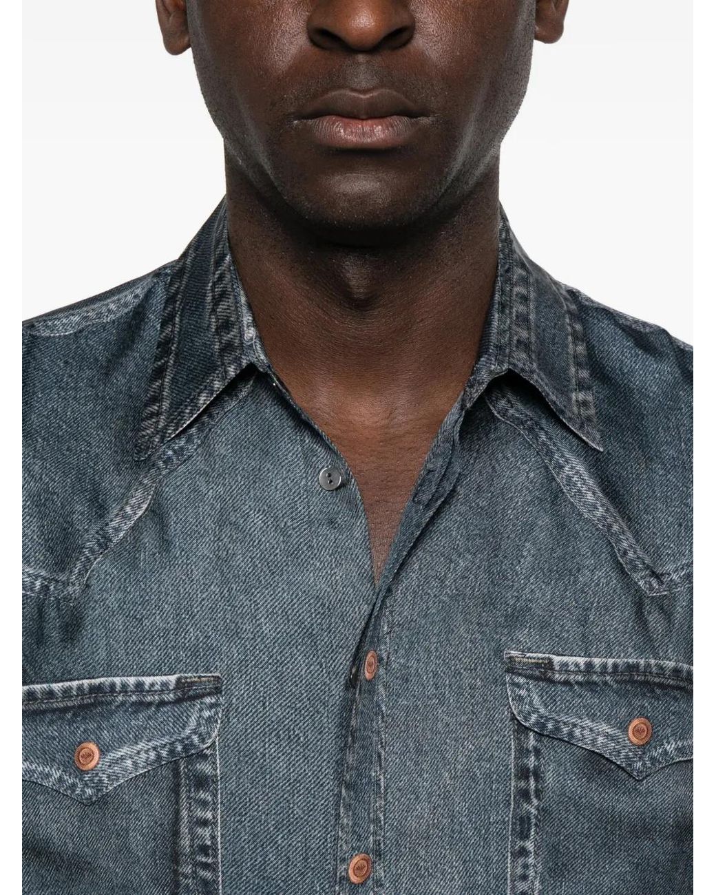 Pierre Louis Mascia Blue Silk Flap-Pocket Shirt