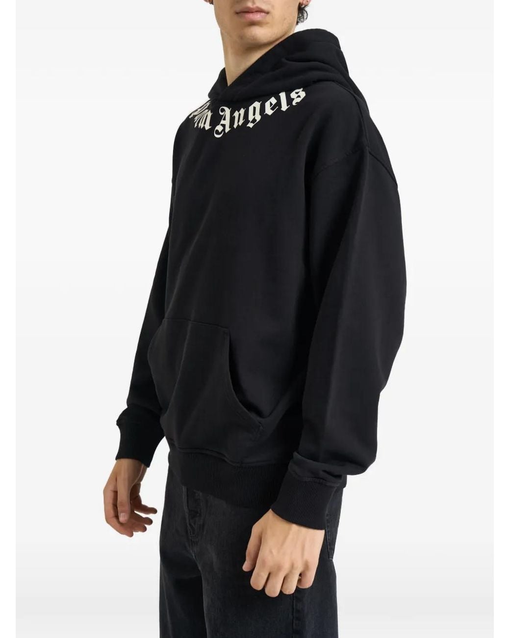 Palm Angels Blue Logo-Print Hoodie for men