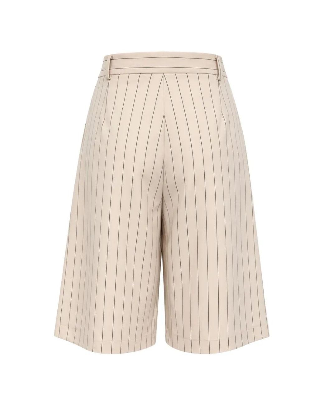 ROOM76 Natural Nizza Pinstripe-Pattern Pleated Shorts