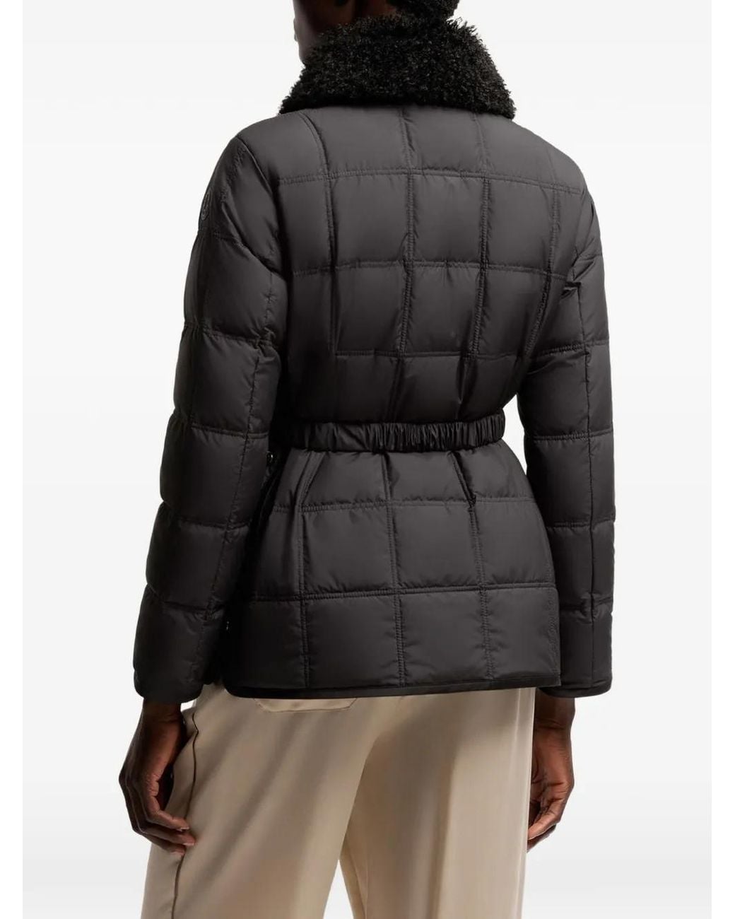 Moncler Black Cygnes Belted Short Down Jacket