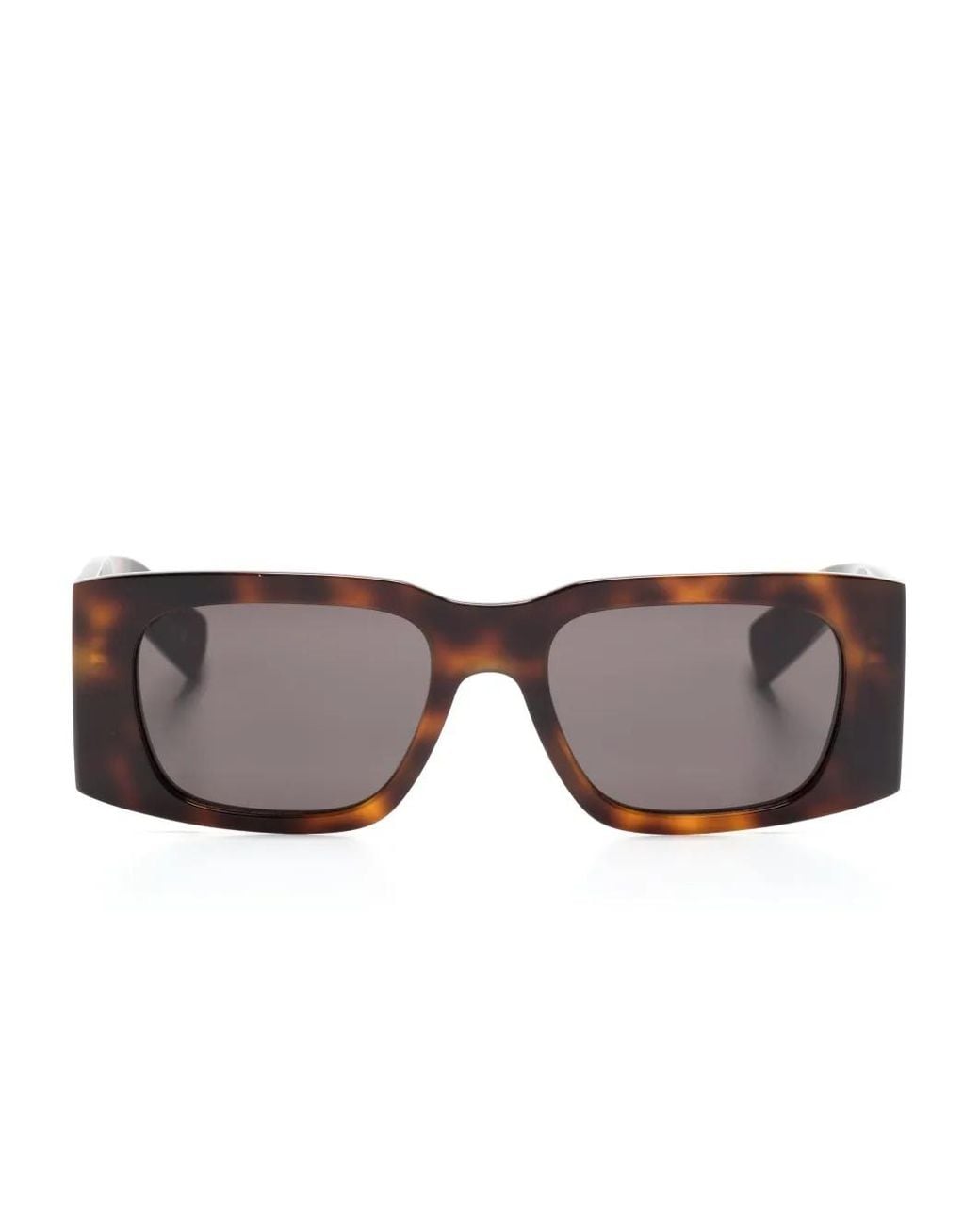 Saint Laurent Brown Tortoiseshell Rectangle-Frame Sunglasses