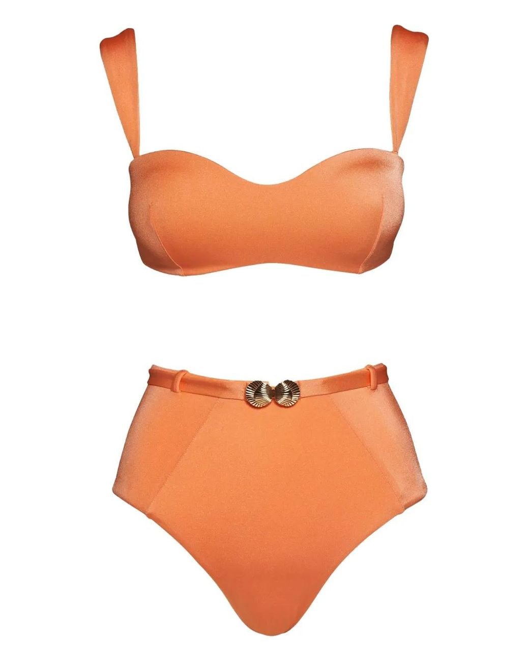 Noire Swimwear Orange Bikini À Breloque Coquillage