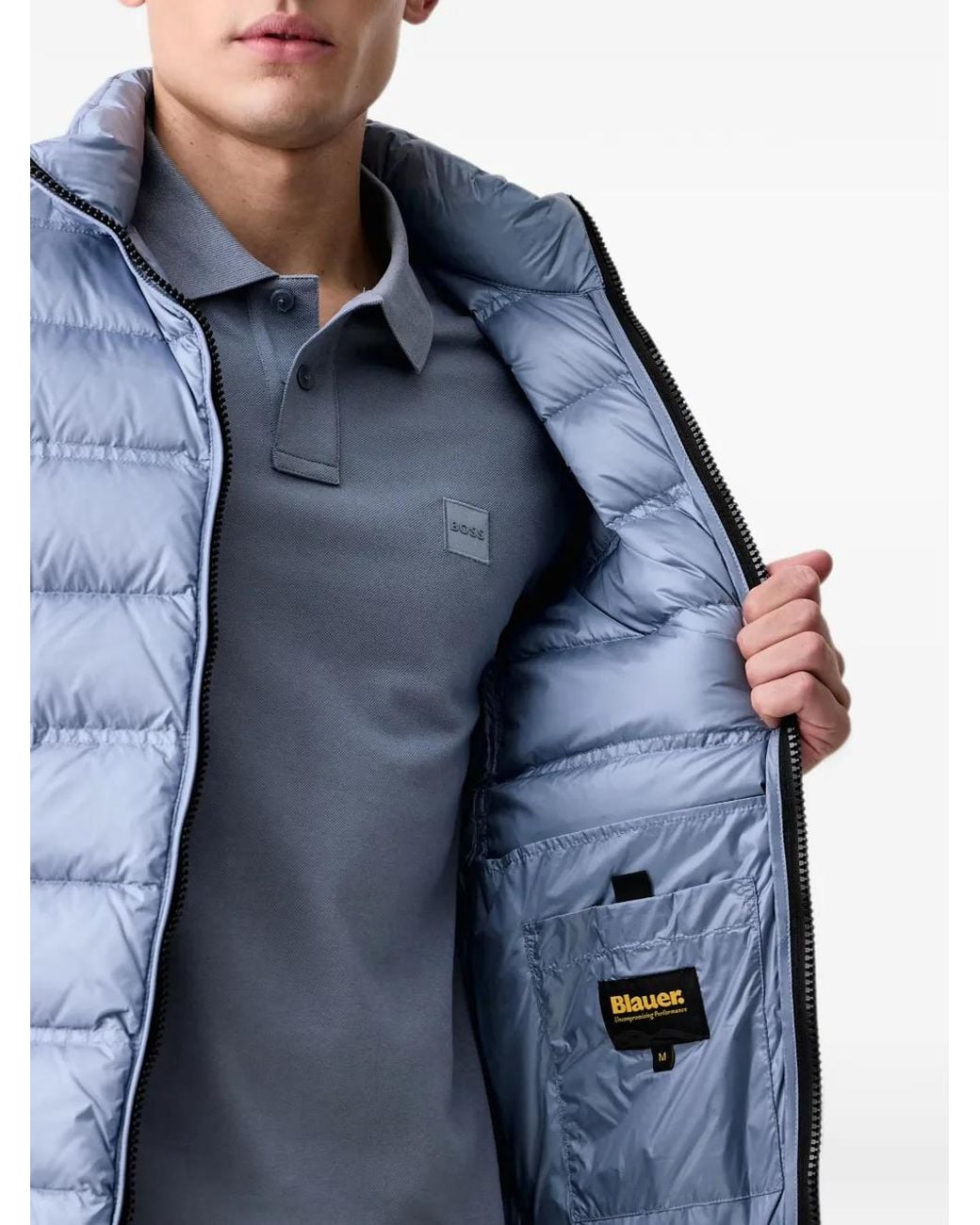 Blauer Blue Belmont Quilted Logo-Patch Jacket for men