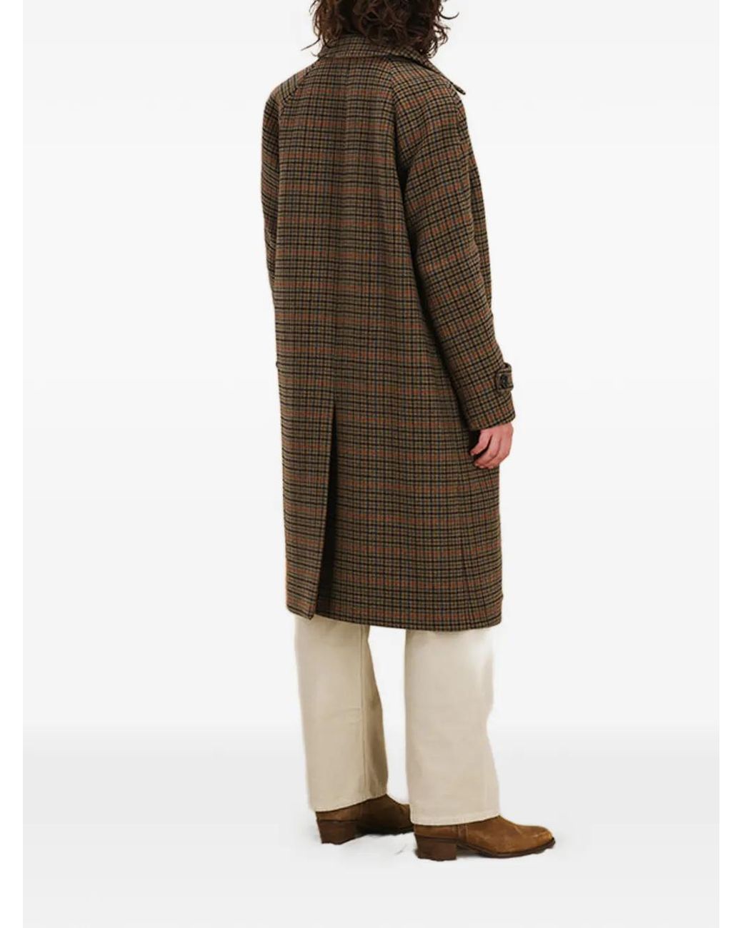 Fortela Brown Check-Pattern Single-Breasted Coat