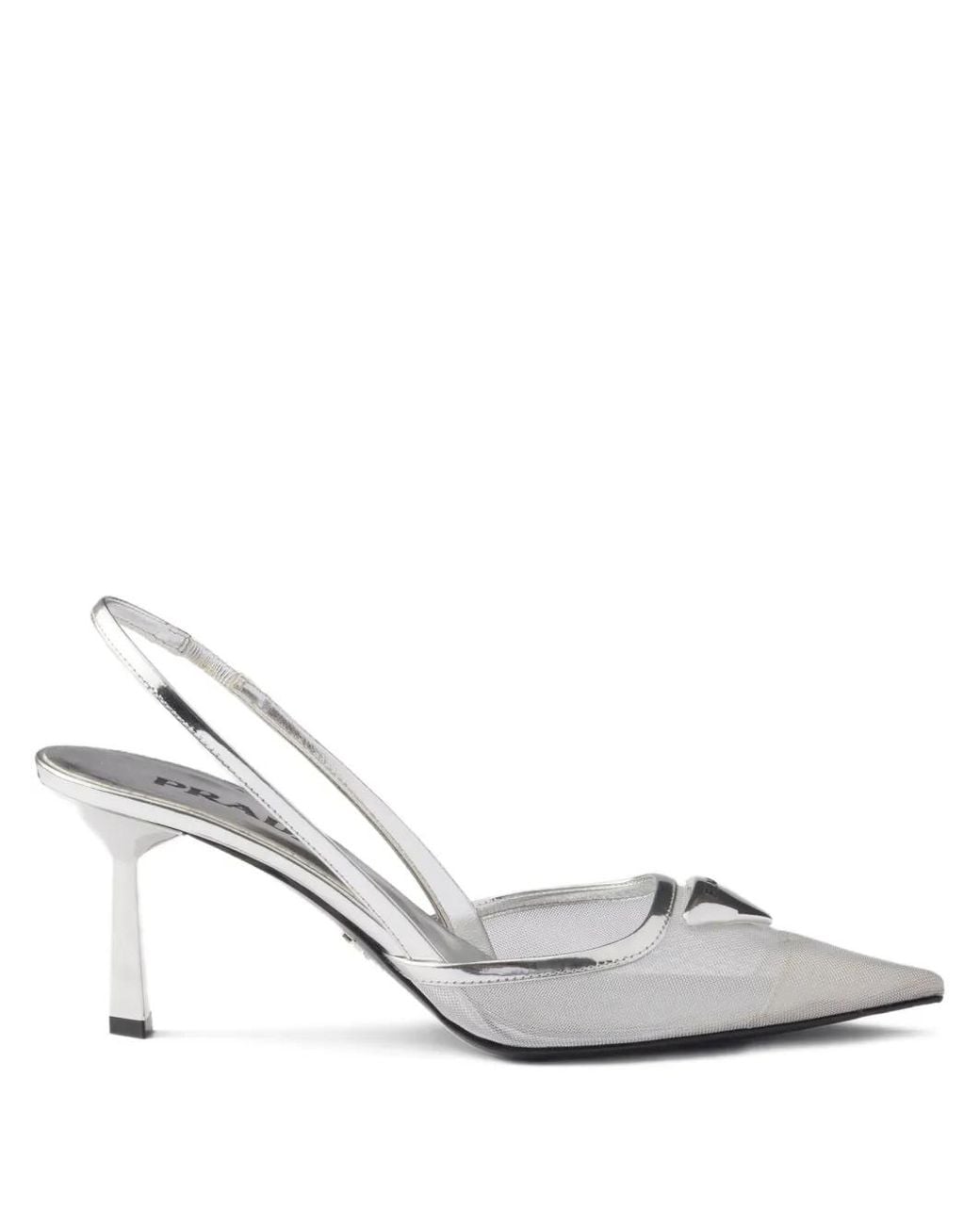 Prada White Mesh Fabric Slingback Pumps