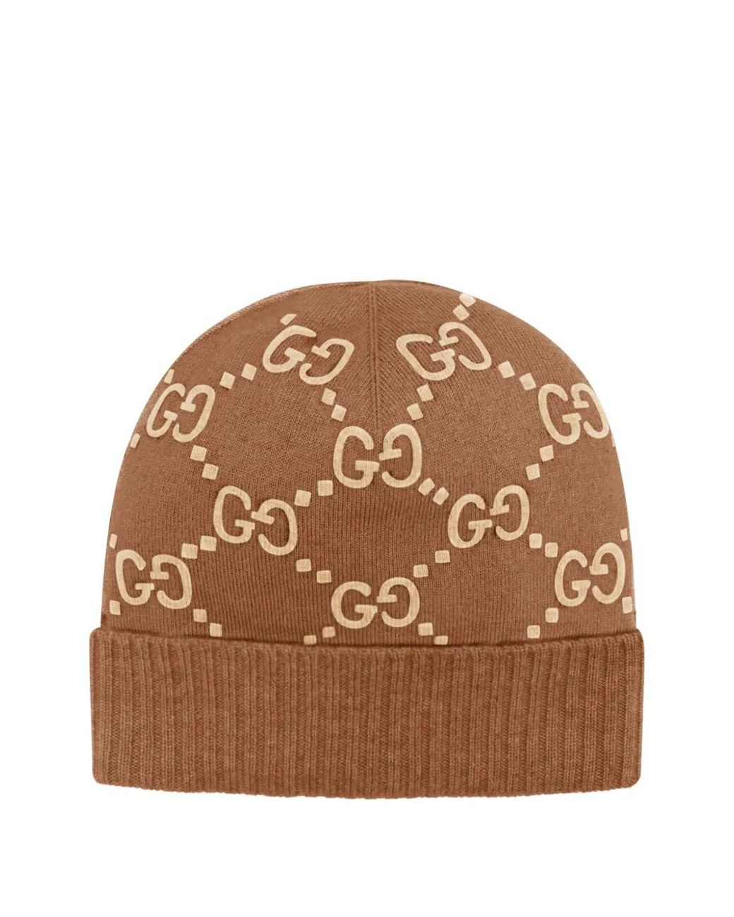 Gucci Brown Gg Cashmere Jacquard Hat