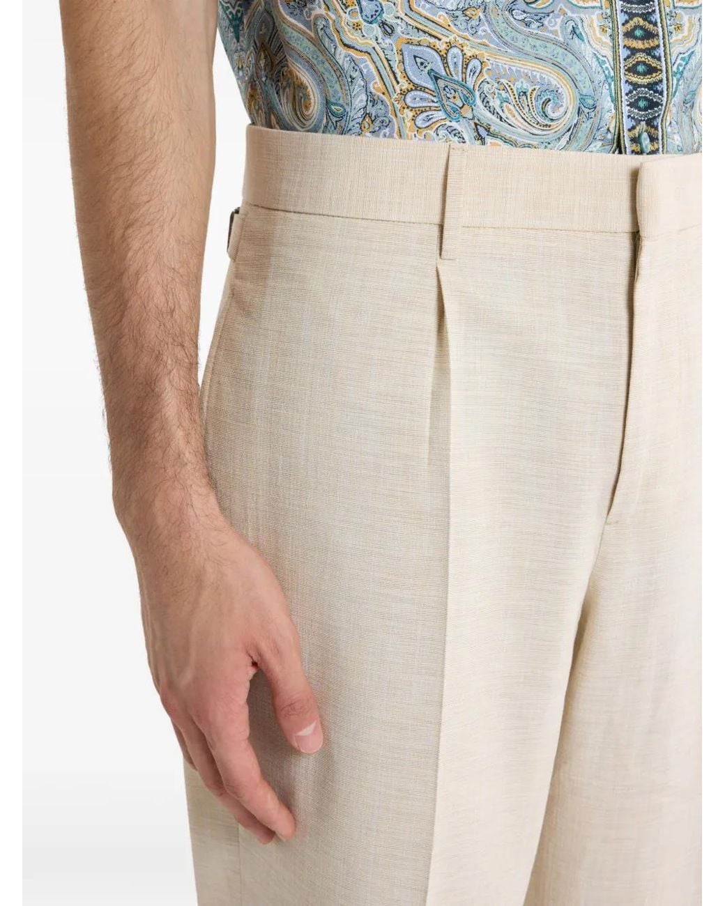 Etro White Wide-Leg Trousers With Pleats for men