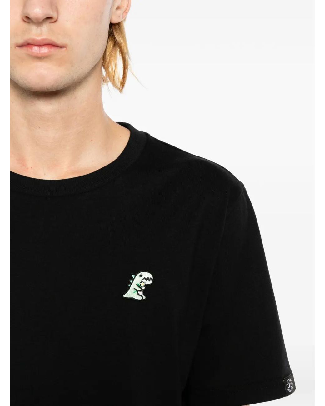 SPORT b. by agnès b. Black Dino-Patch Crew-Neck T-Shirt for men