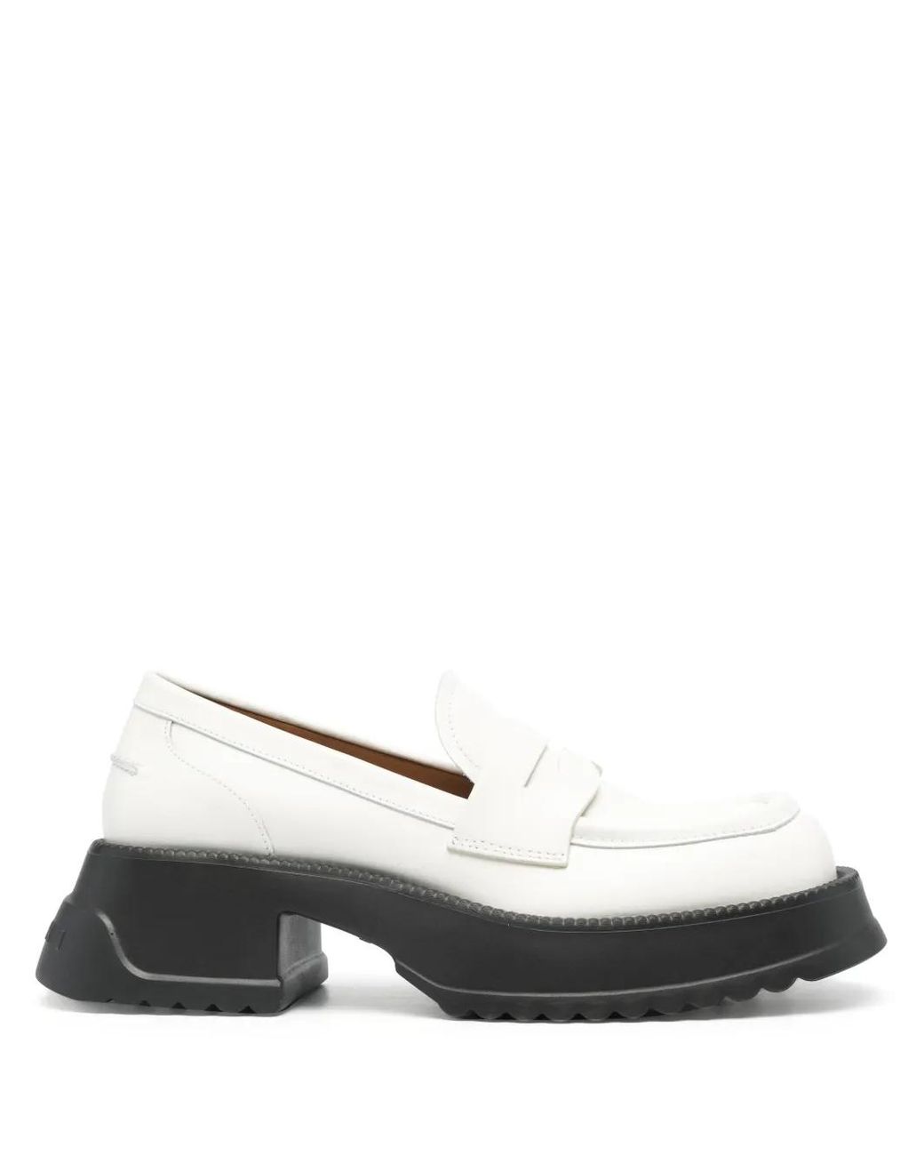 Marni White Two-Tone Leather Loafers