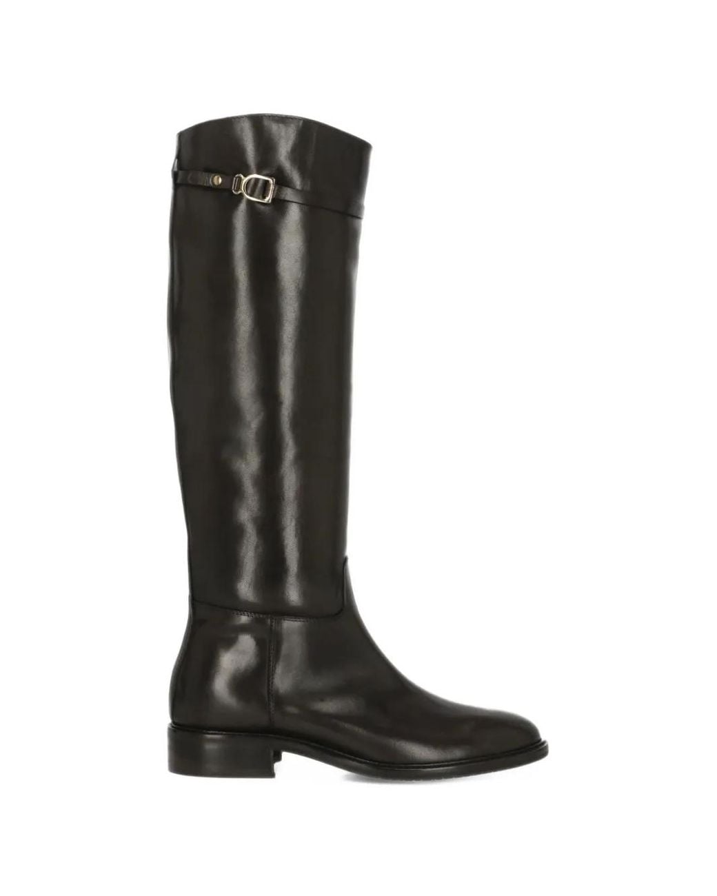 Julie Dee Black Buckle-Embellishment Boots