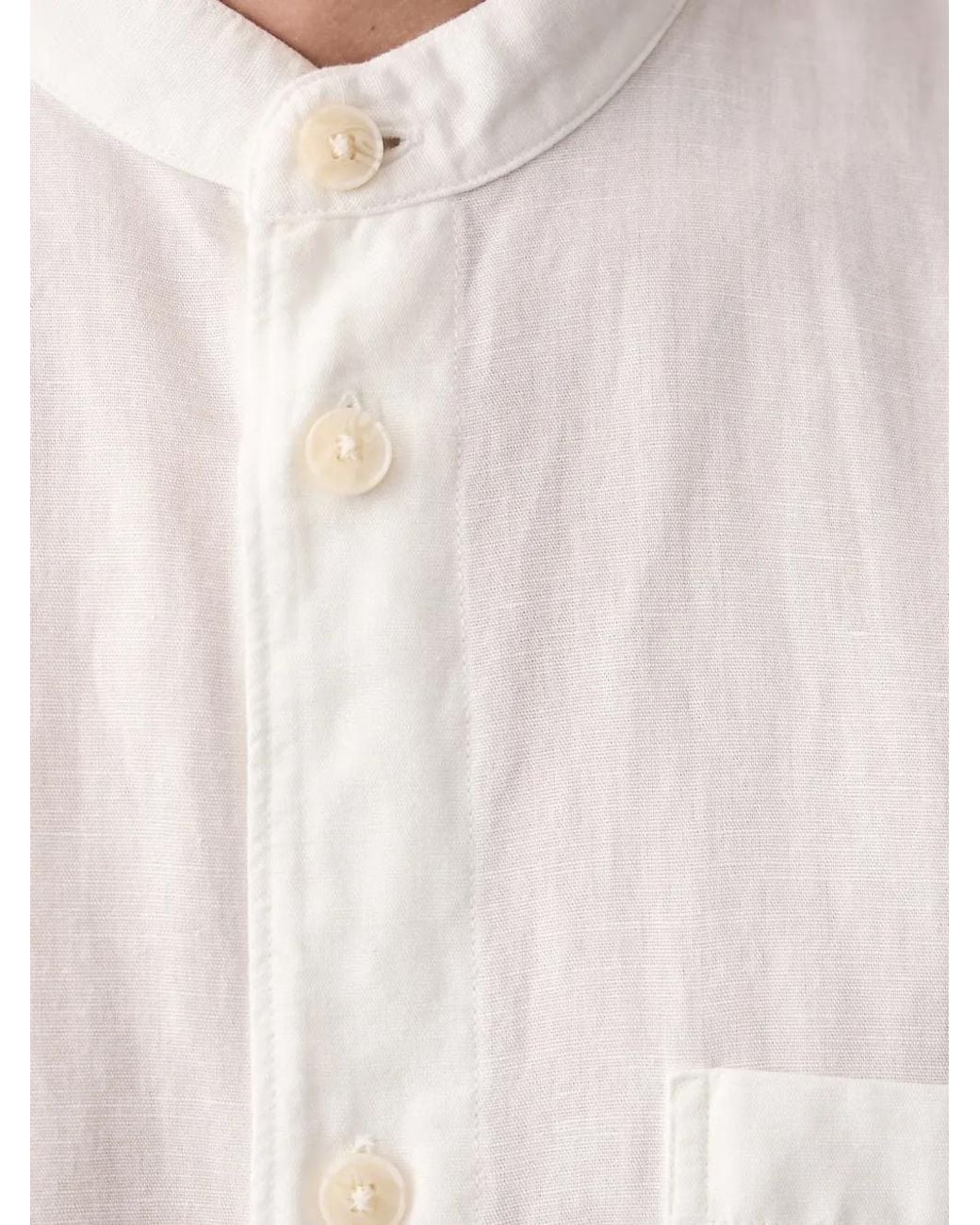 Marc O' Polo White Band-Collar Pocket-Detail Shirt for men