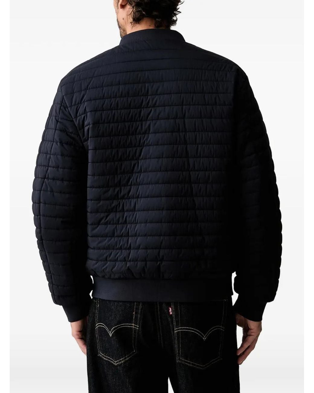 Guess Blue Reversible Quilted Bomber Jacket for men