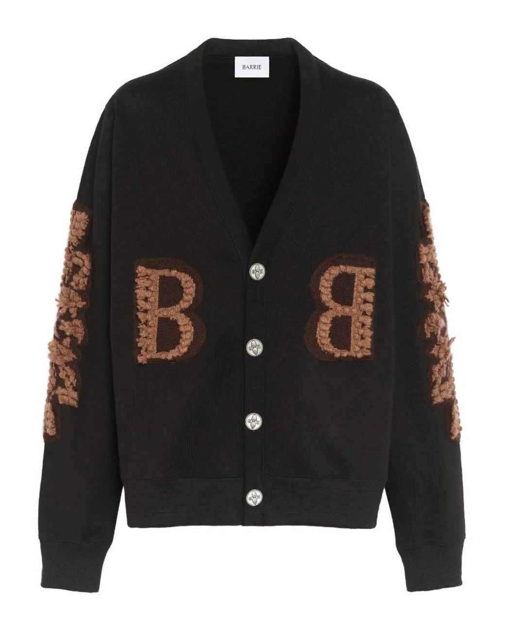 Barrie Black Logo-Embroidered Cardigan
