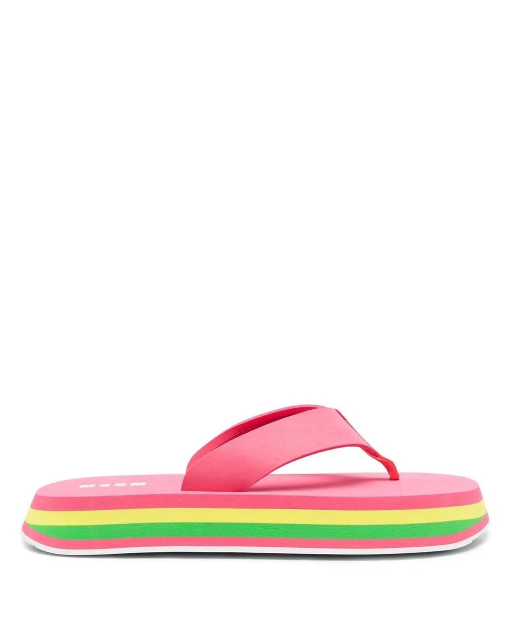 MSGM Pink Thong-Strap Chunky Flip Flops