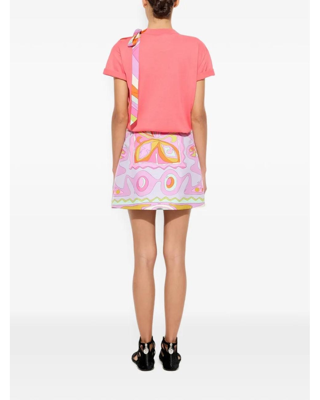 Emilio Pucci Pink T-Shirt With Scarf Detail