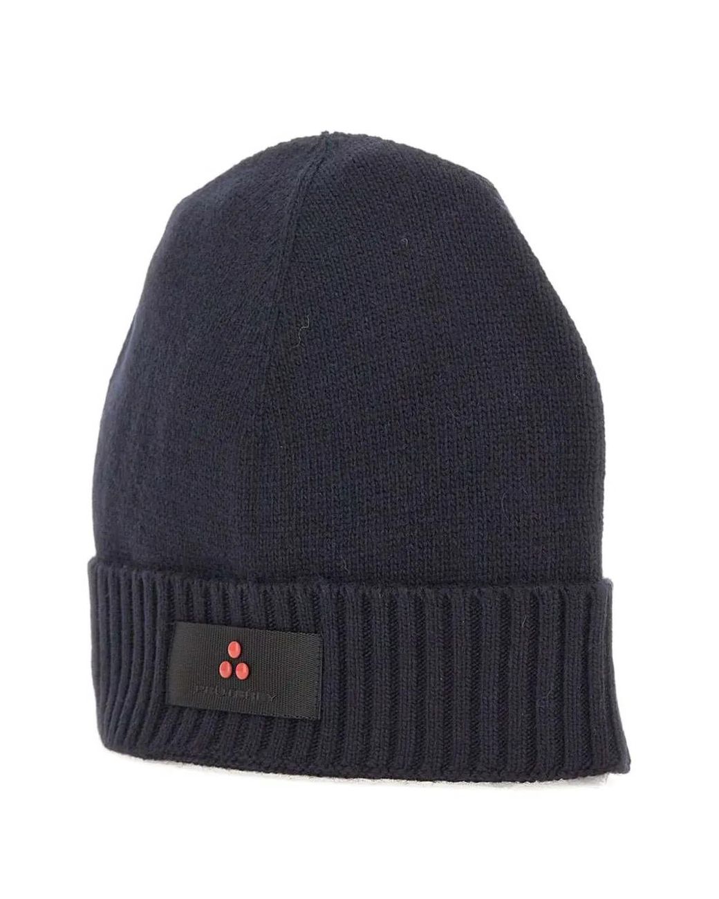 Peuterey Blue Gerippte Silli05 Beanie Mit Logo