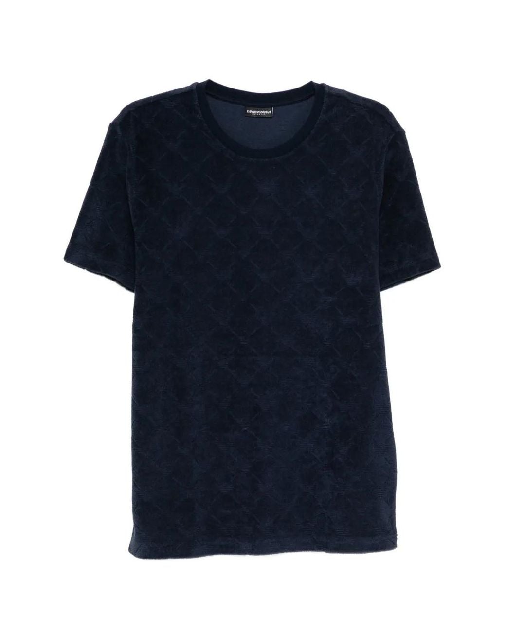 Emporio Armani Blue Logo-Jacquard Terry T-Shirt for men
