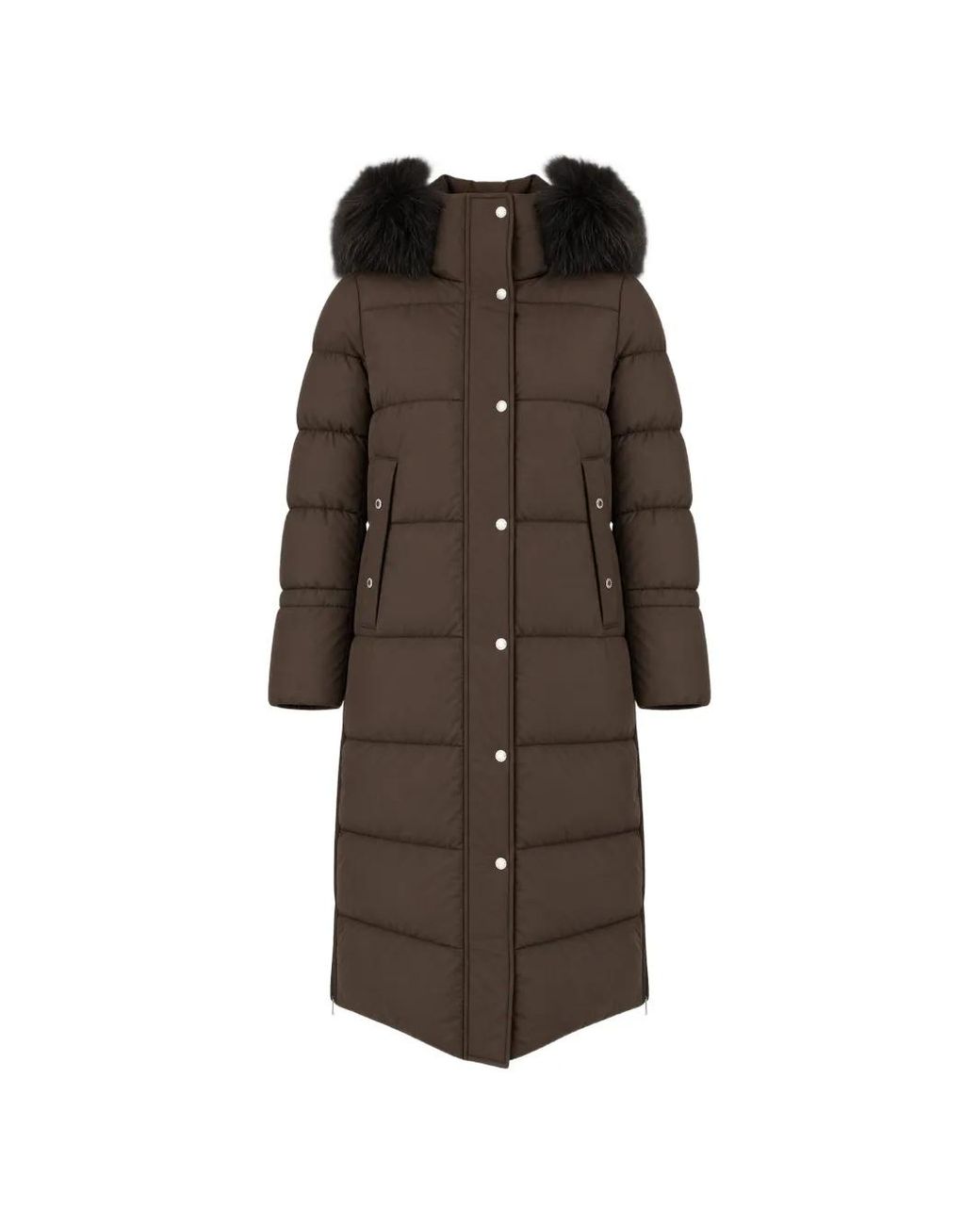 Moorer Brown Fur-Trim Hooded Puffer Jacket