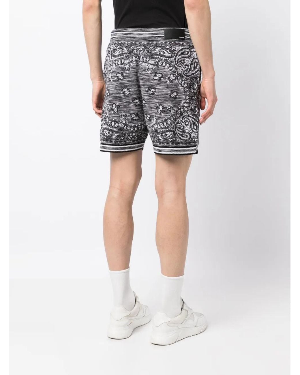 Amiri Gray Bandana-Print Track Shorts for men