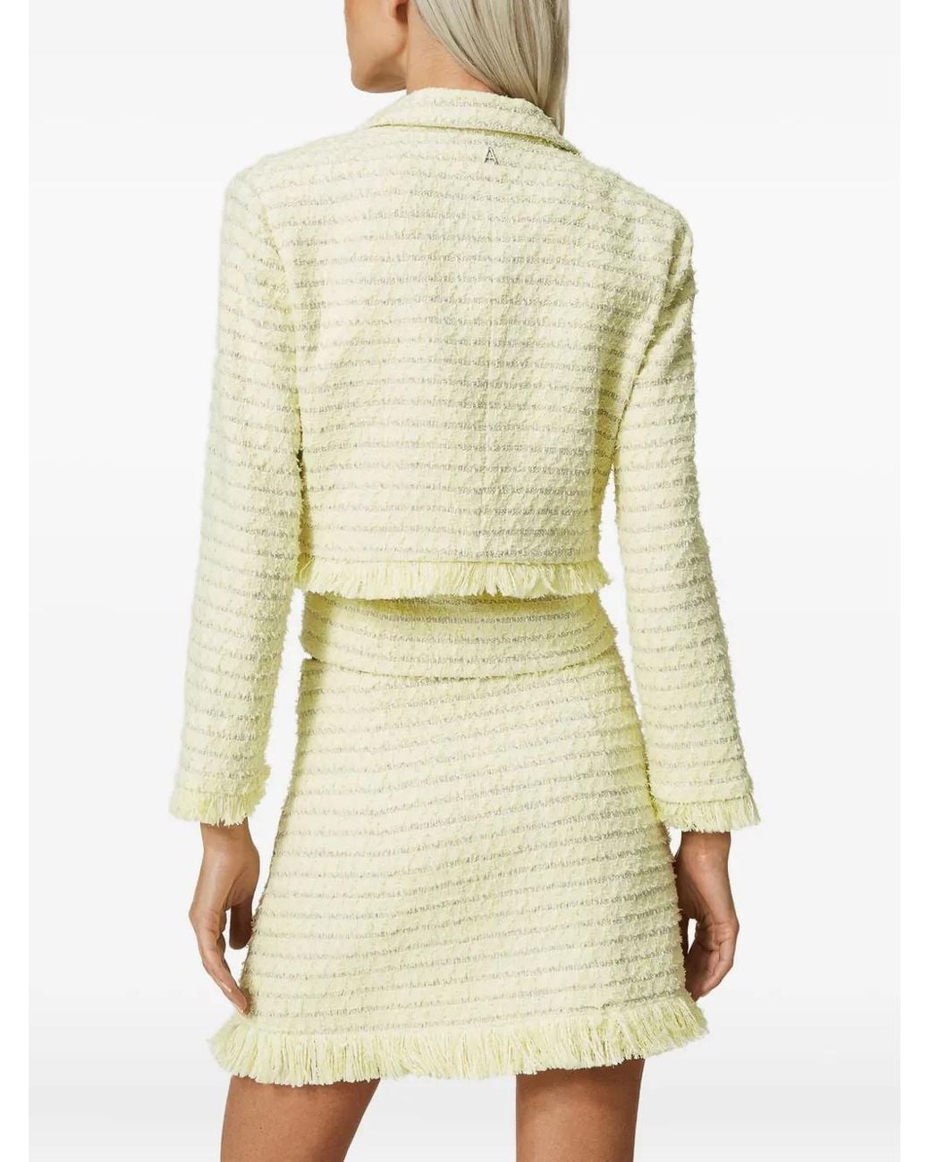 Twinset Natural Bouclé Fringed Mini Skirt