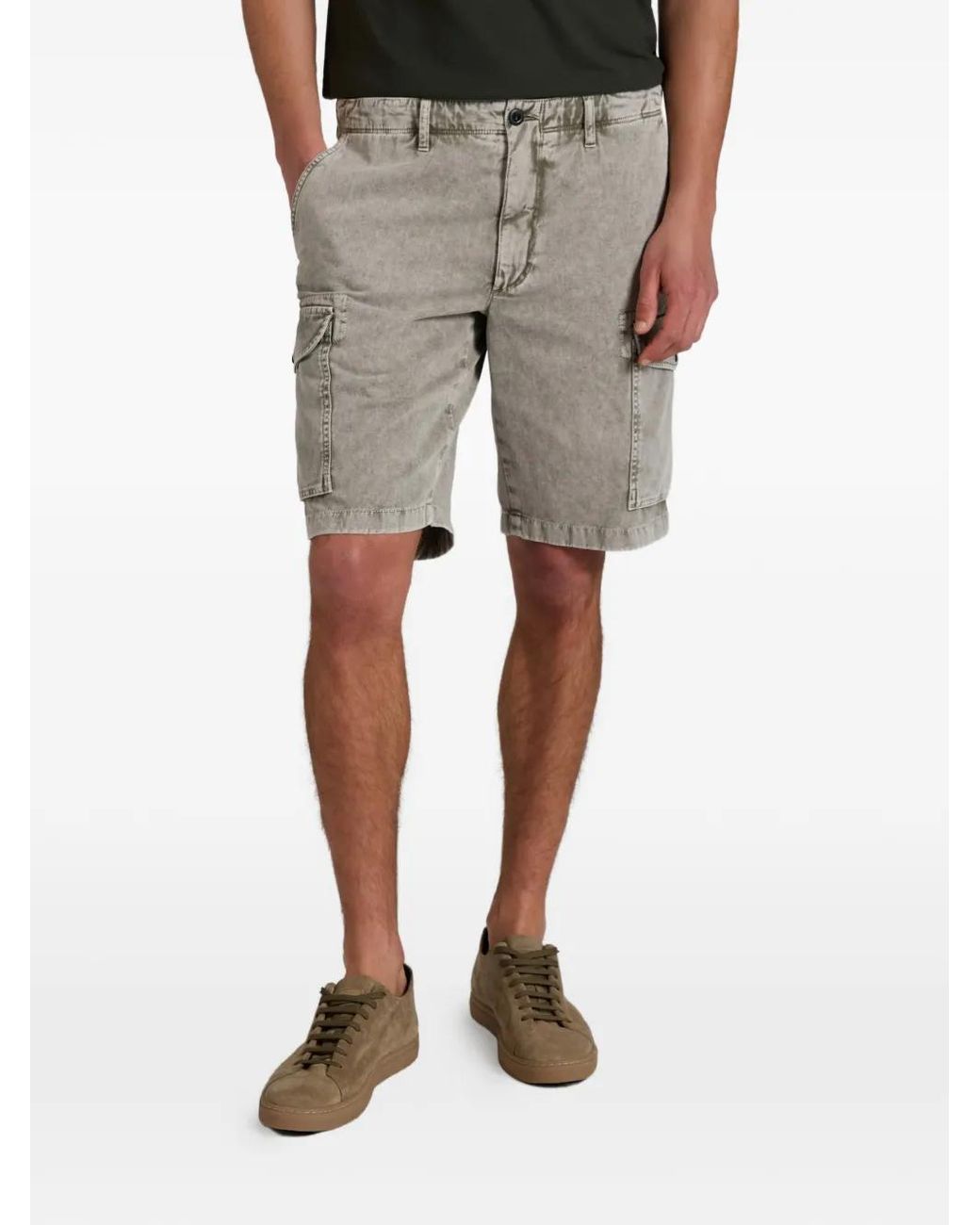 Slowear Gray Button Cargo Shorts for men
