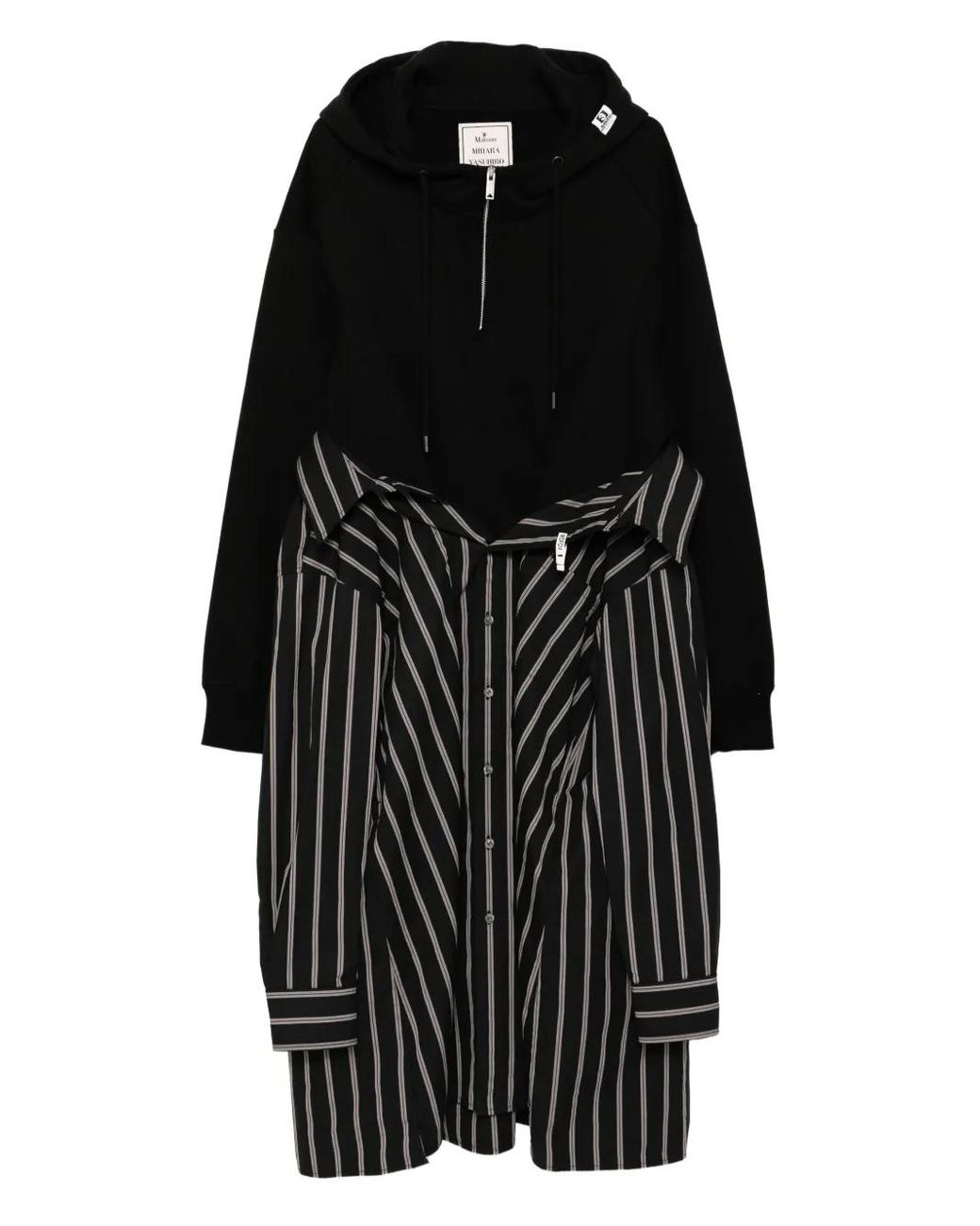 Maison Mihara Yasuhiro Black Combined Hoodie Dress