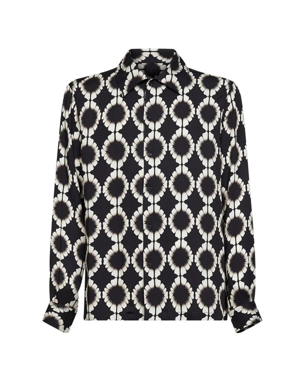 Laneus Black Geometric-Print Shirt for men