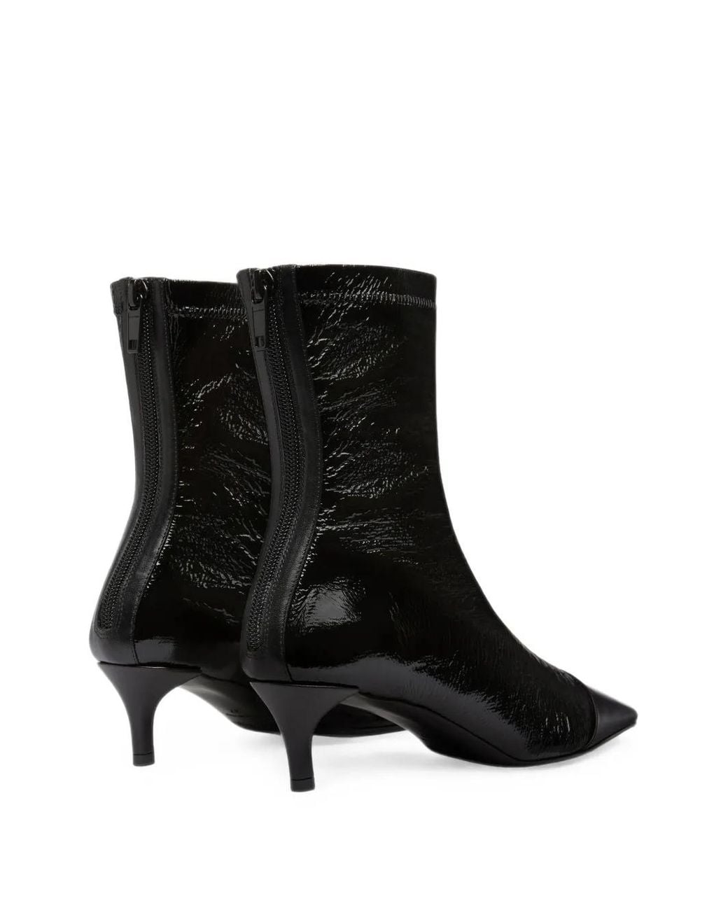 Courreges Black Logo Toe-Cap Ankle Boots