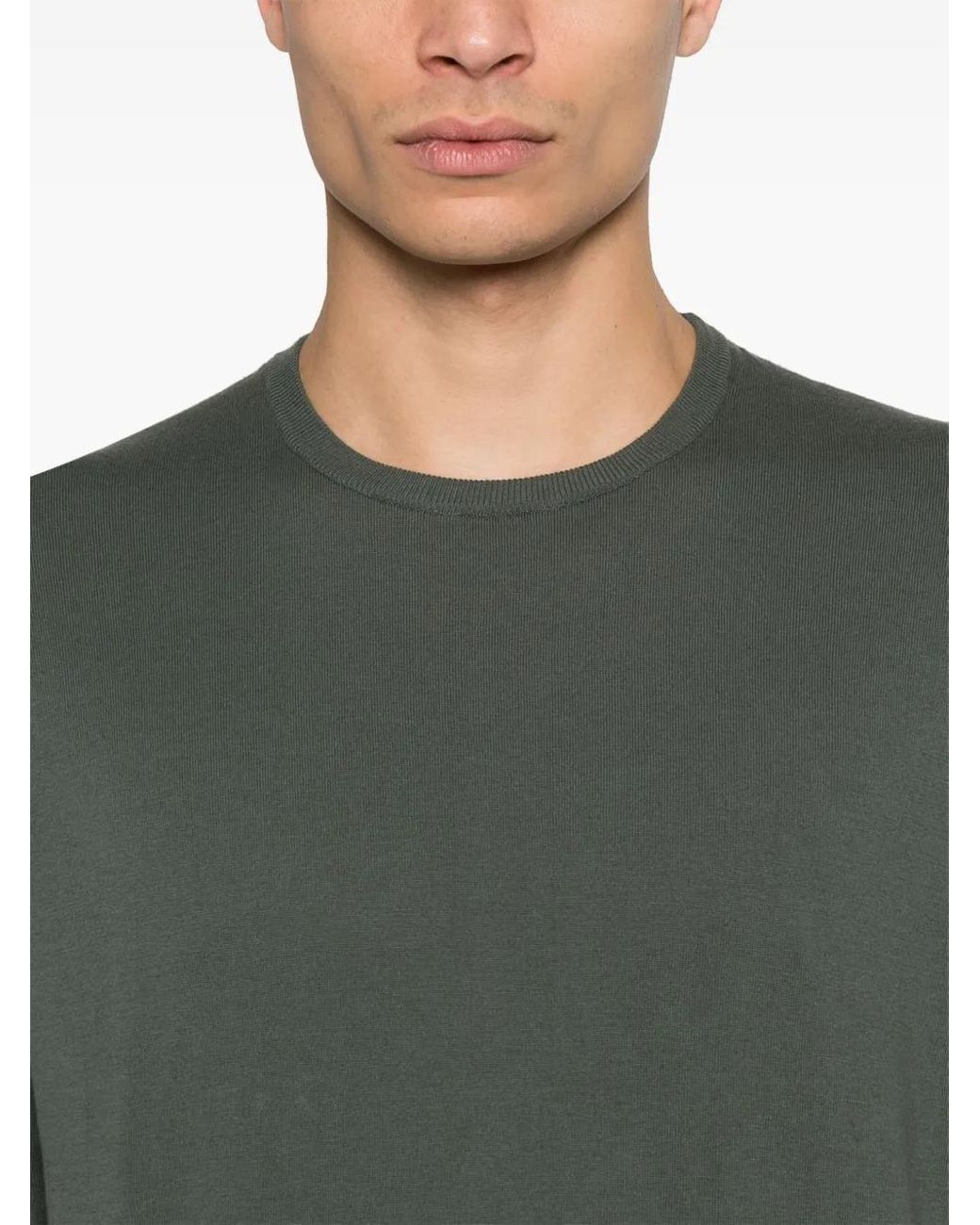 Fedeli Green Fine-Knit T-Shirt for men