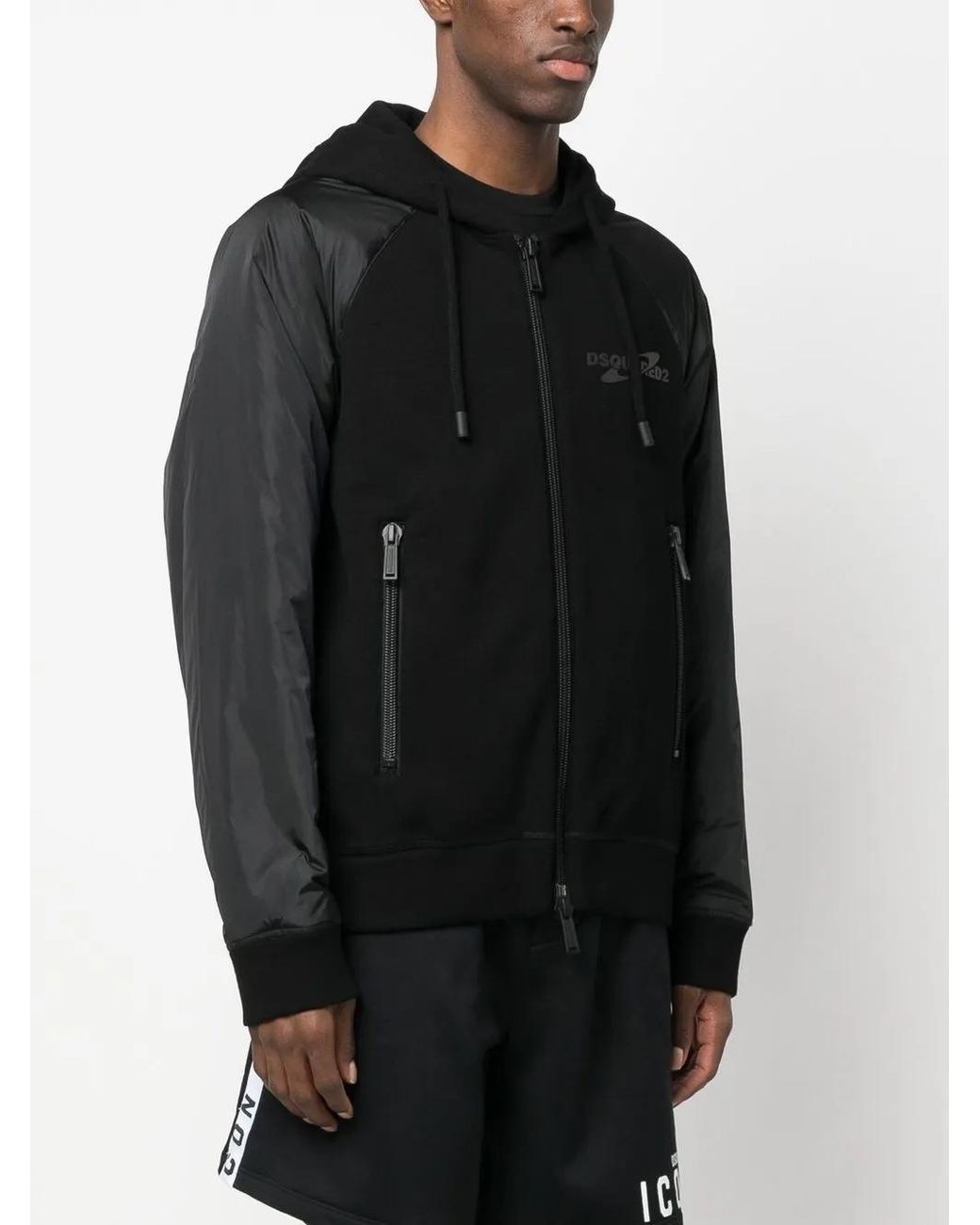 DSquared² Black Logo-Print Hooded Jacket for men